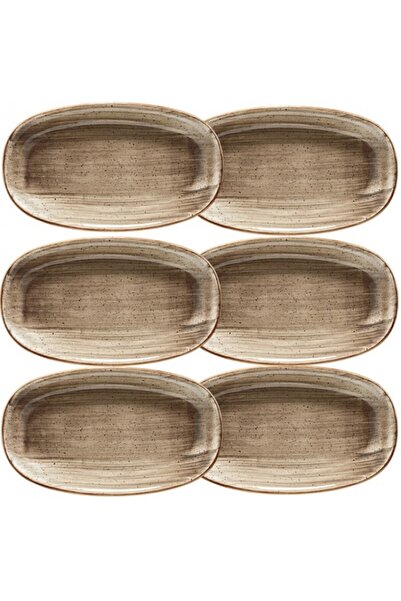 Bonna Set 6 farfurii ovale Terrain din portelan 19x11cm