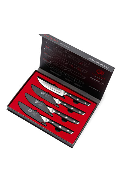 Orient Set of 4 knives, Origin Series, made of German X50 Ultra+stainless steel, 15 cm, blade guard, black