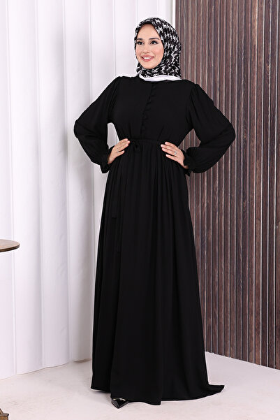 Bym Fashion Button Detail Dress 6055 Black