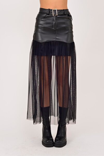 Park Moda 4670 ΦΟΥΣΤΑ ΜΕ ΛΕΠΤΟΜΕΡΗ ΚΟΡΔΟΝΙΑ ΑΠΟ ΤΟΥΛΙ ΚΑΙ ΔΕΡΜΑ