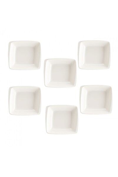 Bonna Set 6 farfurii patrate adanci Moove din portelan 19x17cm