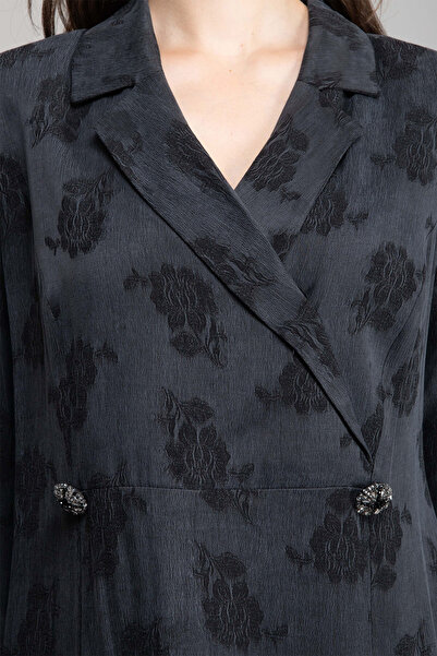 GUMANIZE Women's Shirt Collar Jacquard Cupro Dress