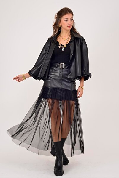 Park Moda 4670 ΦΟΥΣΤΑ ΜΕ ΛΕΠΤΟΜΕΡΗ ΚΟΡΔΟΝΙΑ ΑΠΟ ΤΟΥΛΙ ΚΑΙ ΔΕΡΜΑ