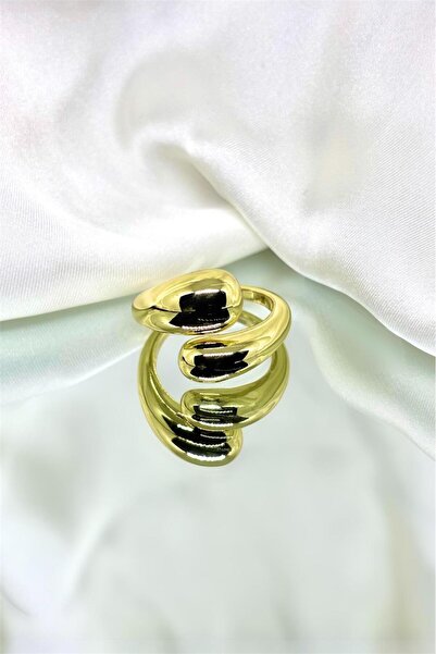 MatmazelLavinya خاتم ذهبي قابل للتعديل مزدوج الحلزون