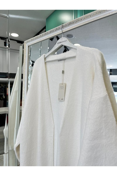 MRM MERAM BUTİK Adn Angora Cardigan - Ecru - Standard (Size 42-46 Compatible)