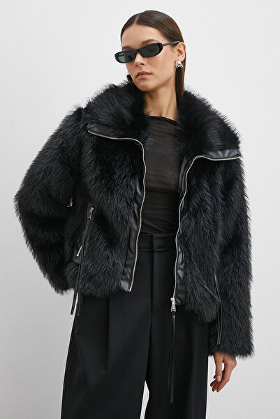 Never more Leather Paneled Lolita Coat Black