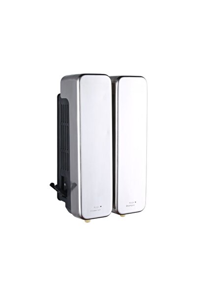 Smart Paslanmaz Çelik Duvara Monte İkili Manuel Sıvı Sabunluk 350+350ML - Saten