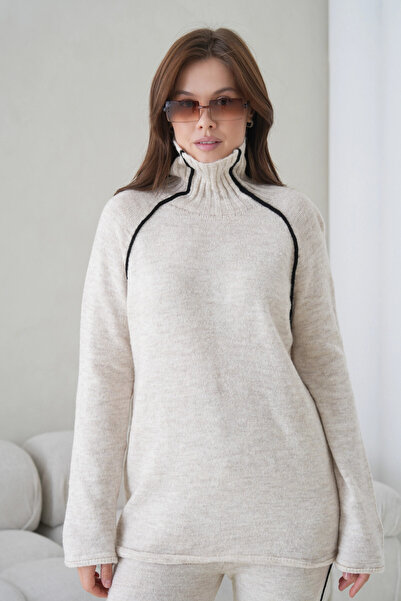 Park Karon Women's Turtleneck Sweater Pants Two-Piece Knitwear Set