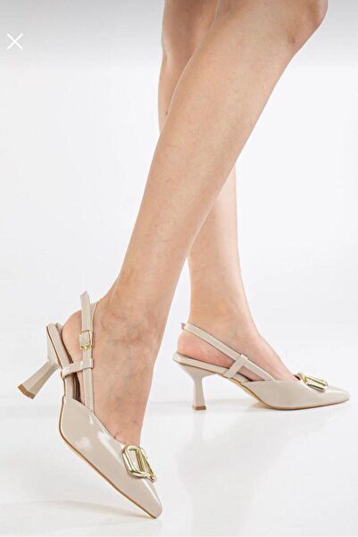 yezy shoes Short Heeled Buckle Detailed Women's Stiletto Heeled Shoes