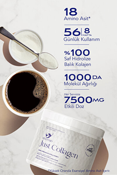 Mermaid Collagen Just 100% Pure Marine Collagen High Bioactivity 7500 Mg Premium Fish Collagen Peptides /8 Weeks