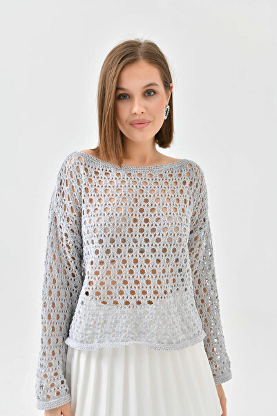 Park Karon Women's Boat Neck Knit Detail Sweater