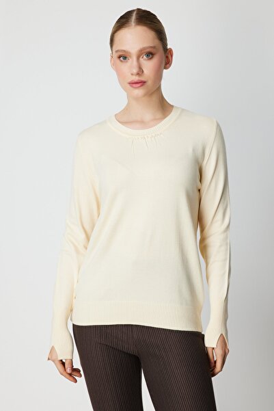 ON Pulover tricotat cu detaliu de perle la guler