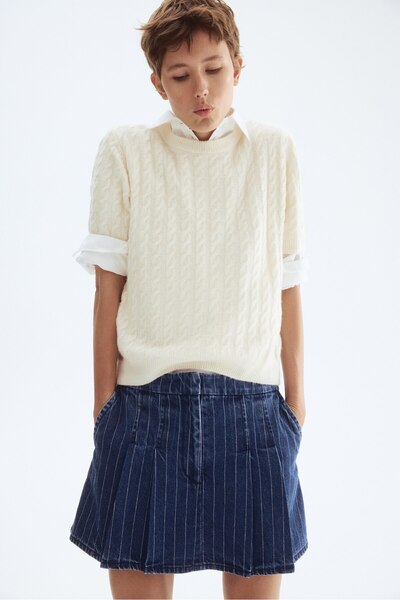 H&M Pilili Kot Şort Etek