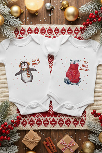 Messido 2-Piece New Year Themed Printed Baby Bodysuit Set (100% Cotton)