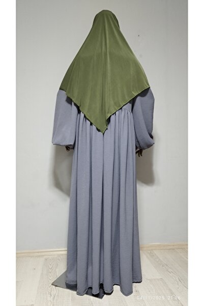 AHRAR tesettür Short Length Sandy Souffle Khimar Ready to Wear Hijab Scarf Khaki