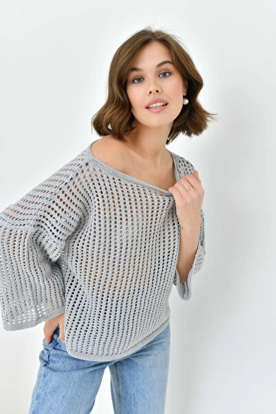 Park Karon Γυναικείο πλεκτό πουλόβερ με λαιμόκοψη oversized