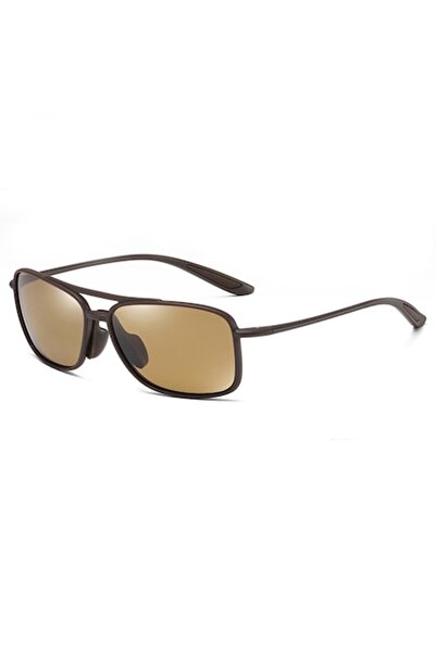GERICOM - Sport sunglasses, rectangular shape, polarized, UV filter, brown lens, brown frame