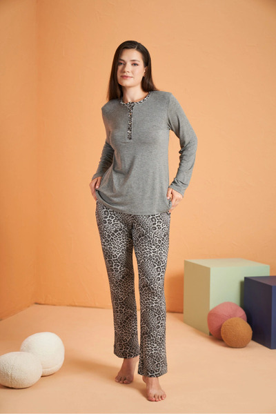 Kocabey Women's Placket Pajama Set