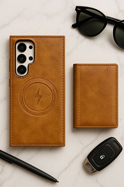 madamcase SAMSUNG S25 ULTRA KAHVERENGİ DERİ CÜZDANLI KARTLIKLI MAGSAFE ÖZELLİ...