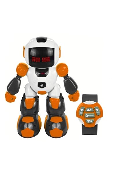 OEM Robot dansator Buddy cu telecomandă în formă de ceas, alb/portocaliu, 27 cm