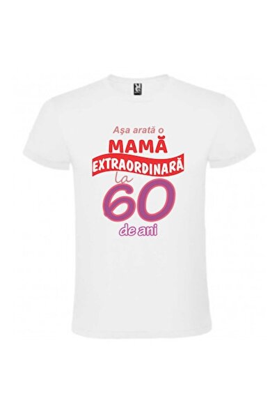 CRD PRINT Personalized unisex T-shirt "This is what an extraordinary mother looks like at 60", White, size XXL
