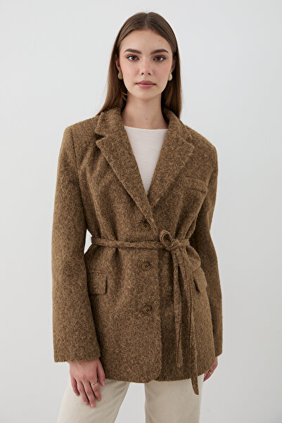 JASTE Women's Buttoned Belted Cashmere Jacket