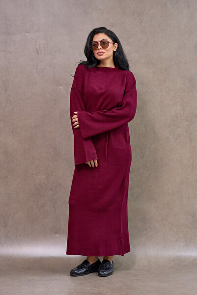 KÜÇÜĞÜM BUTİK Burgundy Knitwear Dress