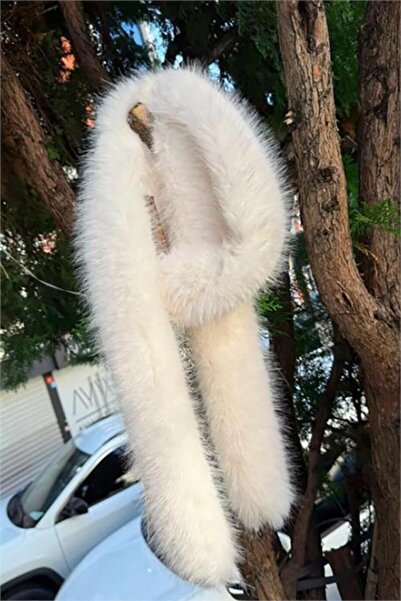 Neşeli Butik Women's Ecru Fur Collar Nbaks030