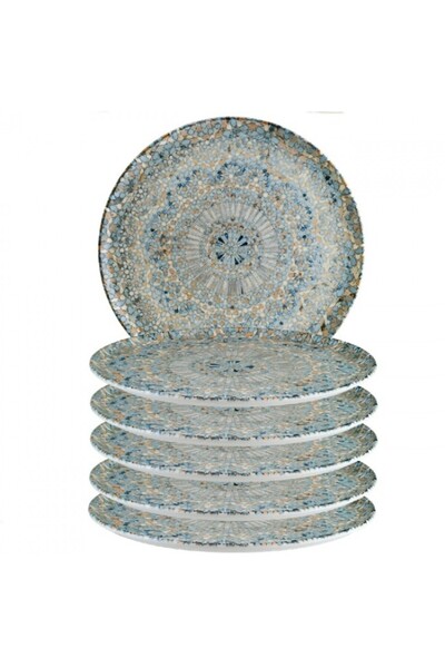 Bonna Set of 6 Luca Mosaic porcelain pizza plates 32cm