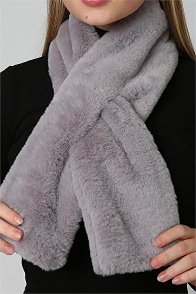Neşeli Butik Women's Gray Plush Scarf Neck Warmer Nbaks040
