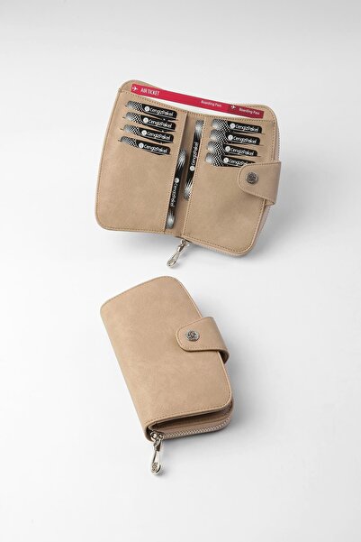 CENGİZ PAKEL Medium Size Women's Wallet - 65306 - Beige