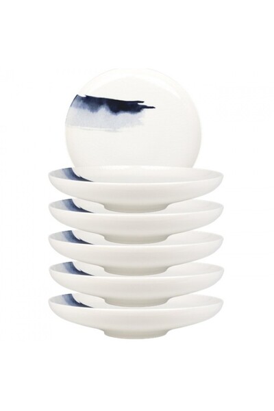 Bonna Set of 6 deep plates 28cm, 1600ml Bluie Wave porcelain