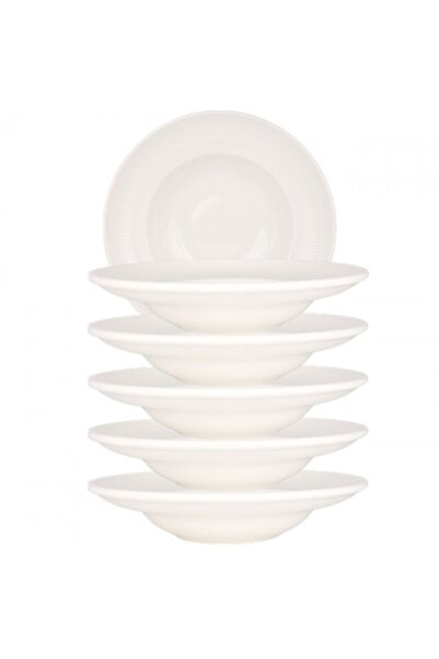 Bonna Set 6 farfurii gourmet adanci portelan Iris White 27cm 400ml