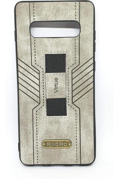 Generic Samsung Galaxy S10 Leather Back Protective Cover with Grip by AirBird - Silver, Synthetic Leather