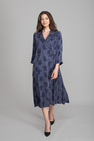 GUMANIZE Women's Shirt Collar Jacquard Cupro Dress