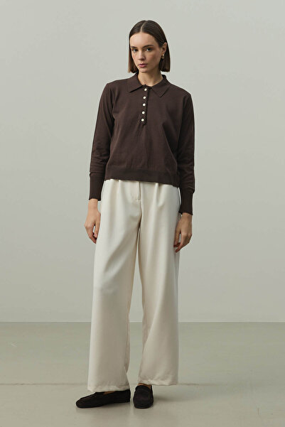 Fahhar Long Sleeve Polo Neck Knitwear Brown