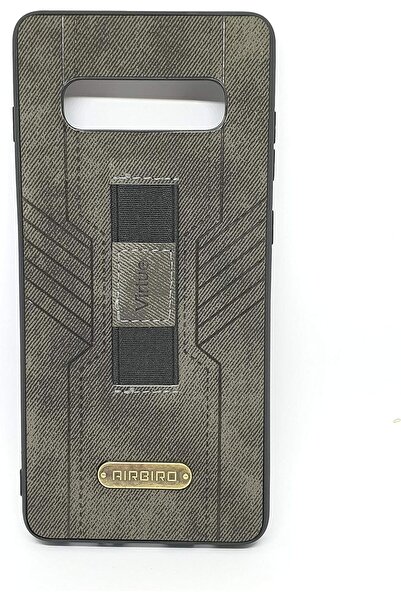 Generic Samsung Galaxy S10 Leather Back Protective Case with Grip by AirBird - Gray (Synthetic Leather)