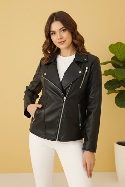 hiramir Yeni Sezon Kadın Deri İçi Polar Astarlı Mont KS2570