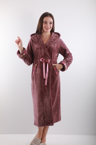 Wild Love Παλτό με κουκούλα με κέντημα από 100% μπαμπού – Μαλακά, ζεστά και κομψά ρούχα για το σπίτι