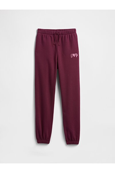 GAP Kız Çocuk Bordo Relaxed Logo Jogger Eşofman Altı