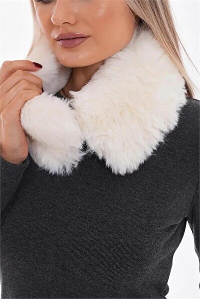 Neşeli Butik Women's Ecru Winter Magnetic Neck Collar Nbaks038