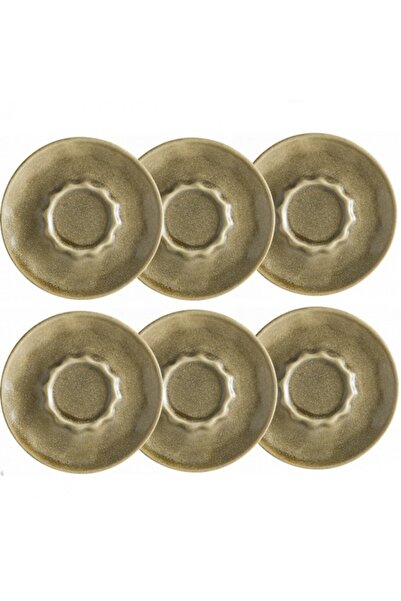 Bonna Set of 6 plates 16cm teacup holder Raw Terra porcelain, brown