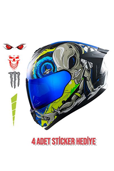 NCR Rapid Mavi Cam Kapalı Kask (Ece Belgeli)