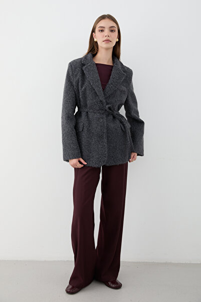 JASTE Women's Buttoned Belted Cashmere Jacket