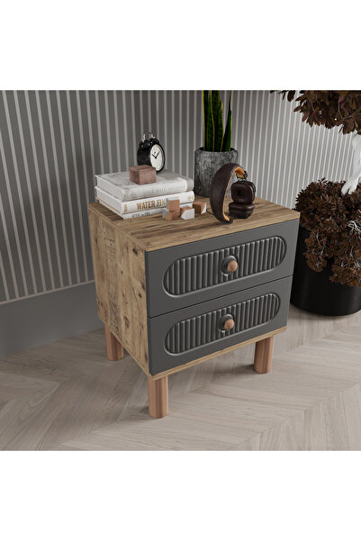 Teen & Bright MİLA 2 ÇEKMECELİ KOMODİN - MDF KAPAK antrasit