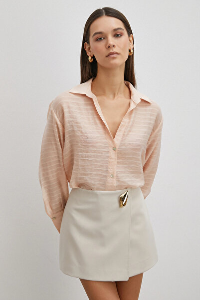 Never more Embossed Striped Shirt Powder