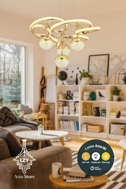Lzy Avize Store 4 Toplu Sarmaşık Gold Kaplama Sarkıt Led Avize Salon Avize 3 ...