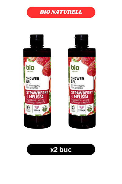 BIO Naturell Gel de duș cu capsuni și melisa pachet x2 buc de 473 ml