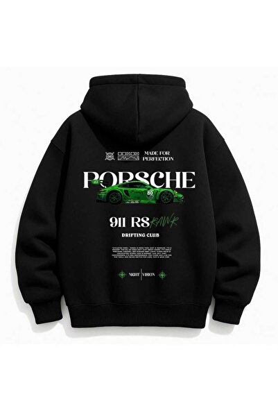 Hunors Sportswear & Company Porsche Baskılı Unisex Model Pamuklu Kapüşonlu Sw...