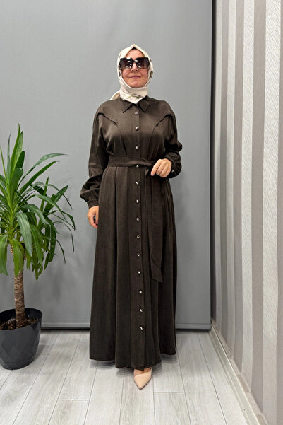 clande فستان كيبرا حريري بني 5012